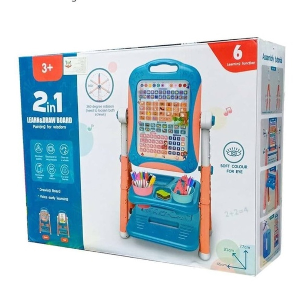 2-in-1 Kids Learning Easel Musical Alphabet Numbers Drawing Boardl Toy - Picture 3 of 9